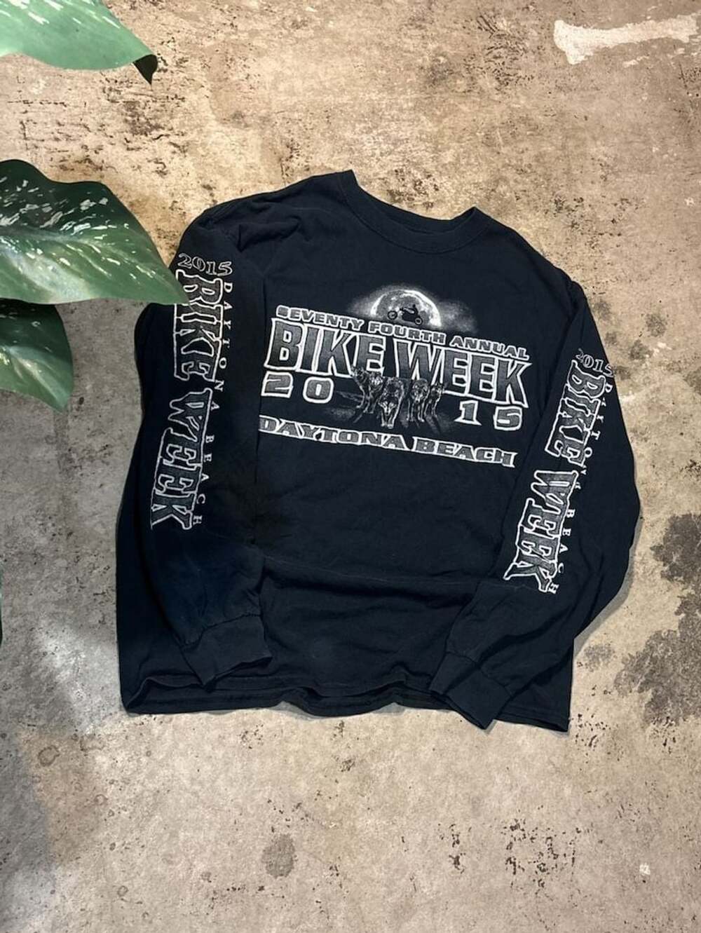 Vintage Daytona Beach Bike Week 2015 74th Annual Size L Black Long Sleeve